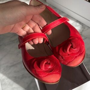 Red Mary Jane’s by amati steps, leather flats girls 34, made in Spain